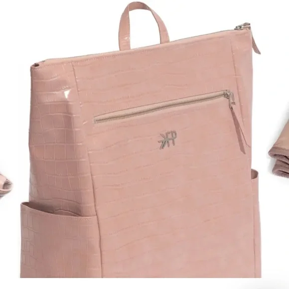 NWT Freshly Picked Rose Minimal Water Resistant Faux Leather Diaper Backpack - Picture 7 of 11